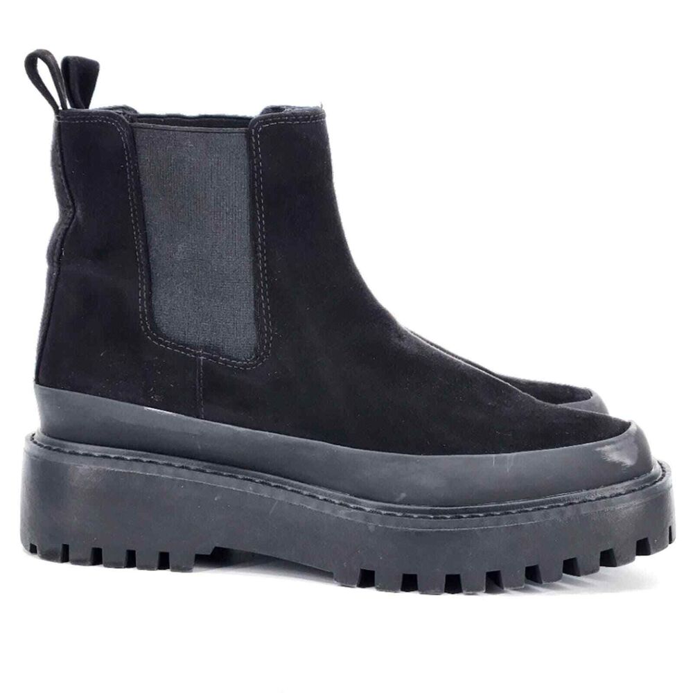 New Nordstrom Rack Bellamy Water Resistant Black Lug Sole Chelsea Boots Womens 7